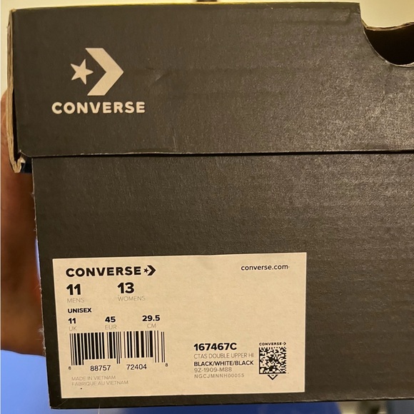 Converse Black and Glittery Silver Double Upper Sz 11 New in Box - Picture 3 of 10